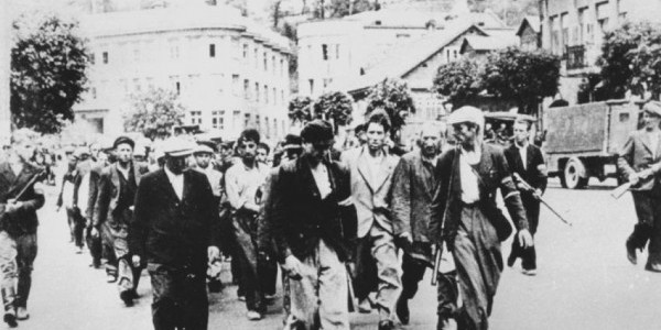 Lithuanian Militia Men Leading Jews to the Seventh Fort, Kovno, Lithuania, 25 June 1941