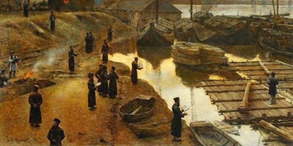 Aleksander Gierymski na obrazie zatytułowanym „Święto Trąbek” z roku 1880 pokazuje Taszlich nad brzegiem Wisły w Warszawie.