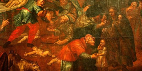 Obraz przedstawiający rzekomy mord rytualny z katedry w Sandomierzu autorstwa Karola de Prevot (XVIII w.)v